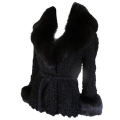 Vintage Black Persian Lamb Fox Fur Jacket