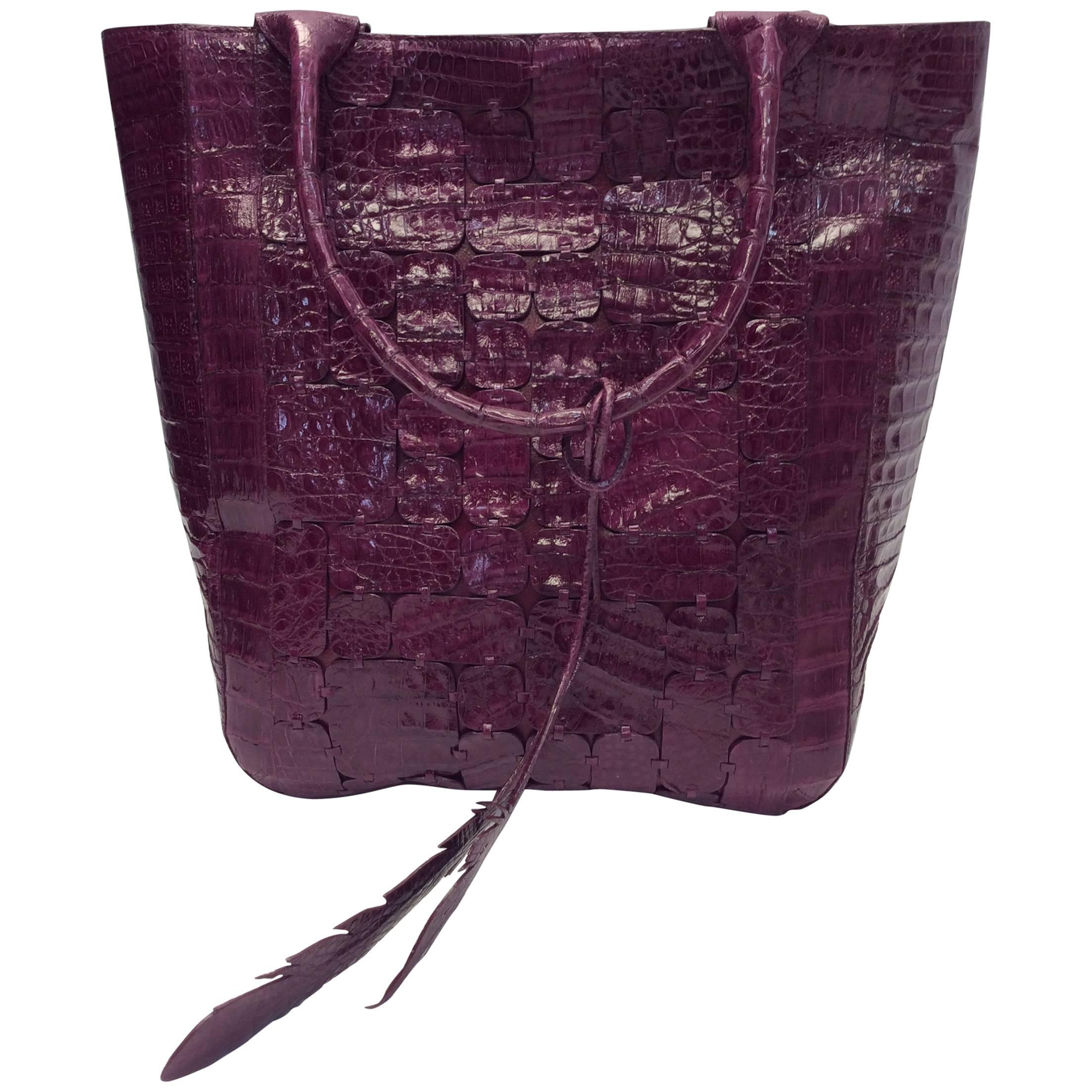 Nancy Gonzalez Large Purple Crocodile Shoulder Bag For Sale