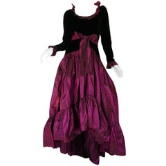 c1979-1980 Yves Saint Laurent Velvet & Silk Taffeta Dress 6