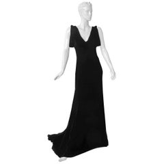  Alexander McQueen 2007 Luscious Black Velvet Bias Cut Dress Gown