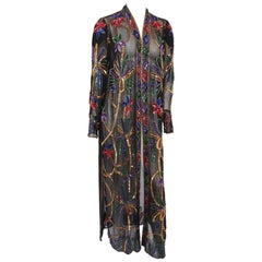Vintage 1980s Rainbow Sequined Sheer Chiffon Robe
