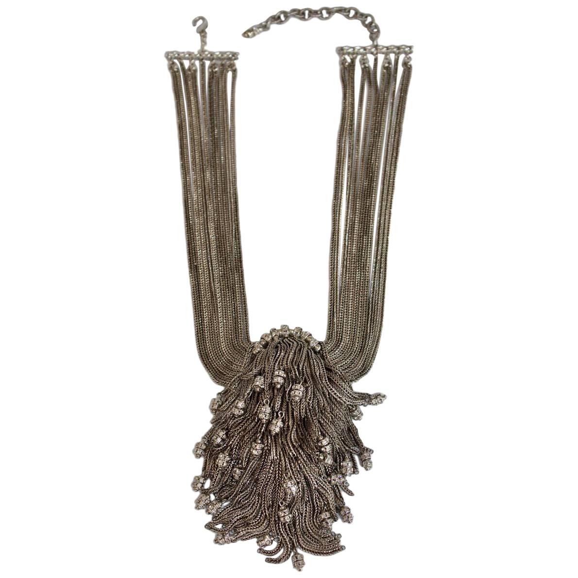 Francoise Montague Simba Rhodium Chain Cascade Necklace