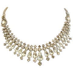 1960'S Silver & Austrian Crystal Choker Style Necklace By, Ledo