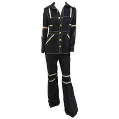1970s Denim Jacket & Bellbottom Pants Emsemble 