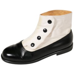 Vintage 1980's YOHJI YAMAMOTO black leather boots with white spats