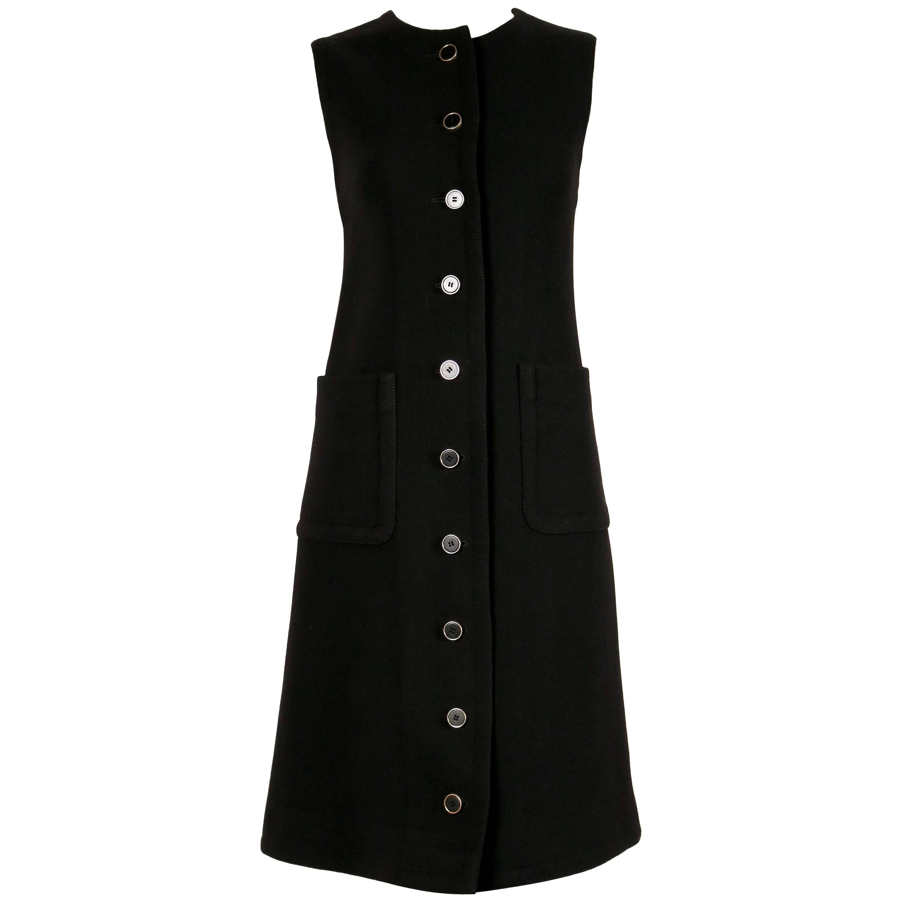 1960's LANVIN black wool A-line dress