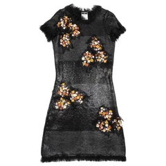 CHANEL 'Paris Monaco' Black Embroidered Dress in Wool and Silk Size 36FR