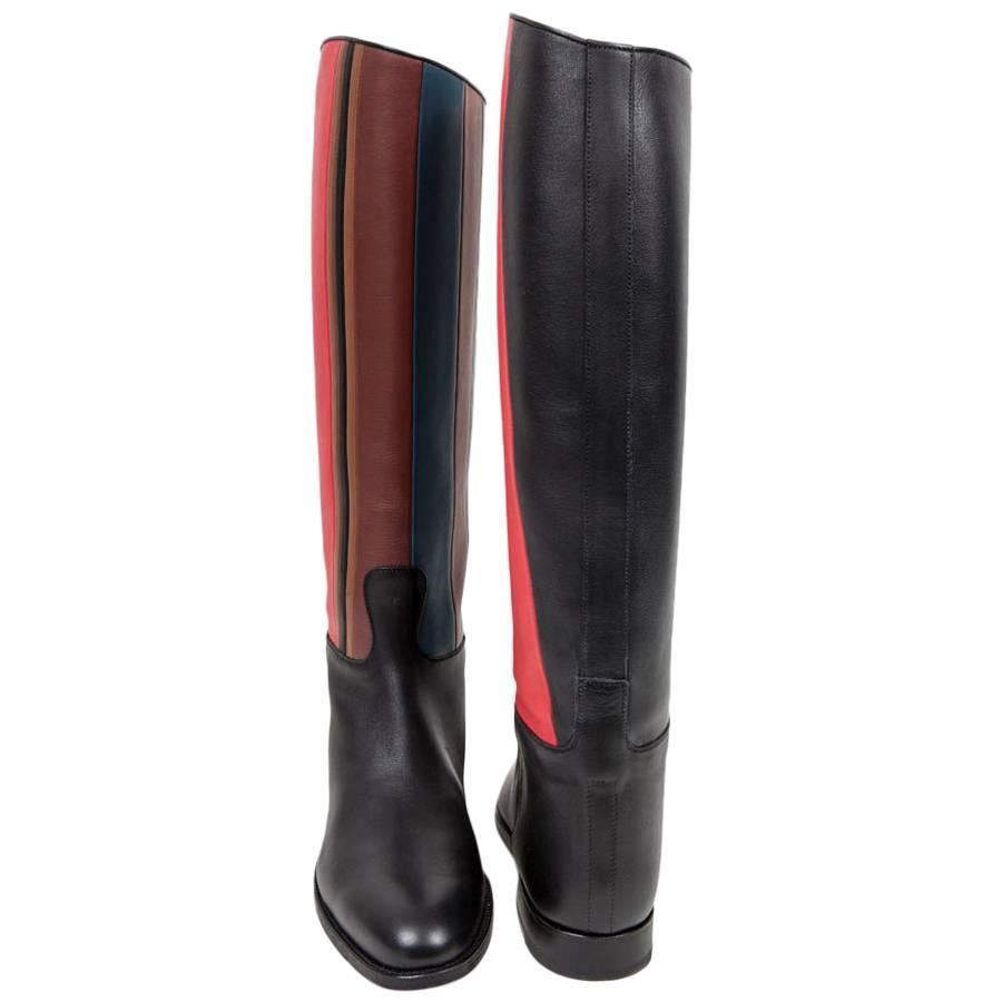 HERMES Riding Boots in Multicolored Leather Size 39EU