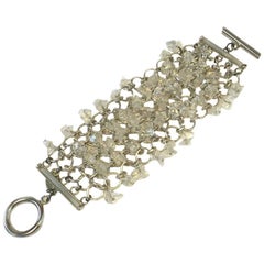 Bracelet PACO RABANNE en anneaux en métal plaqué argent et pendentifs transparents