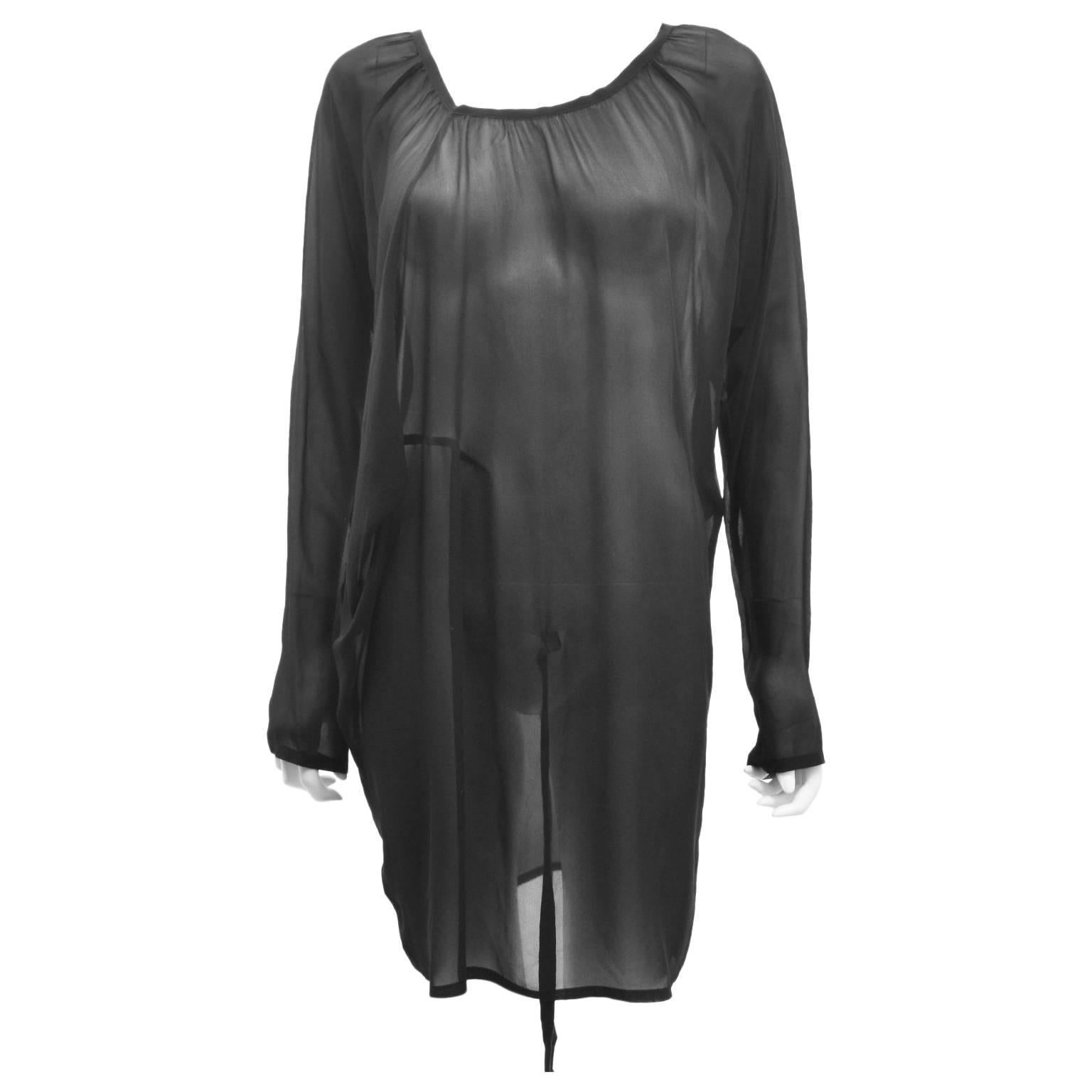 Ann Demeulemeester Black Silk Sheer Multifunction Top/Dress
