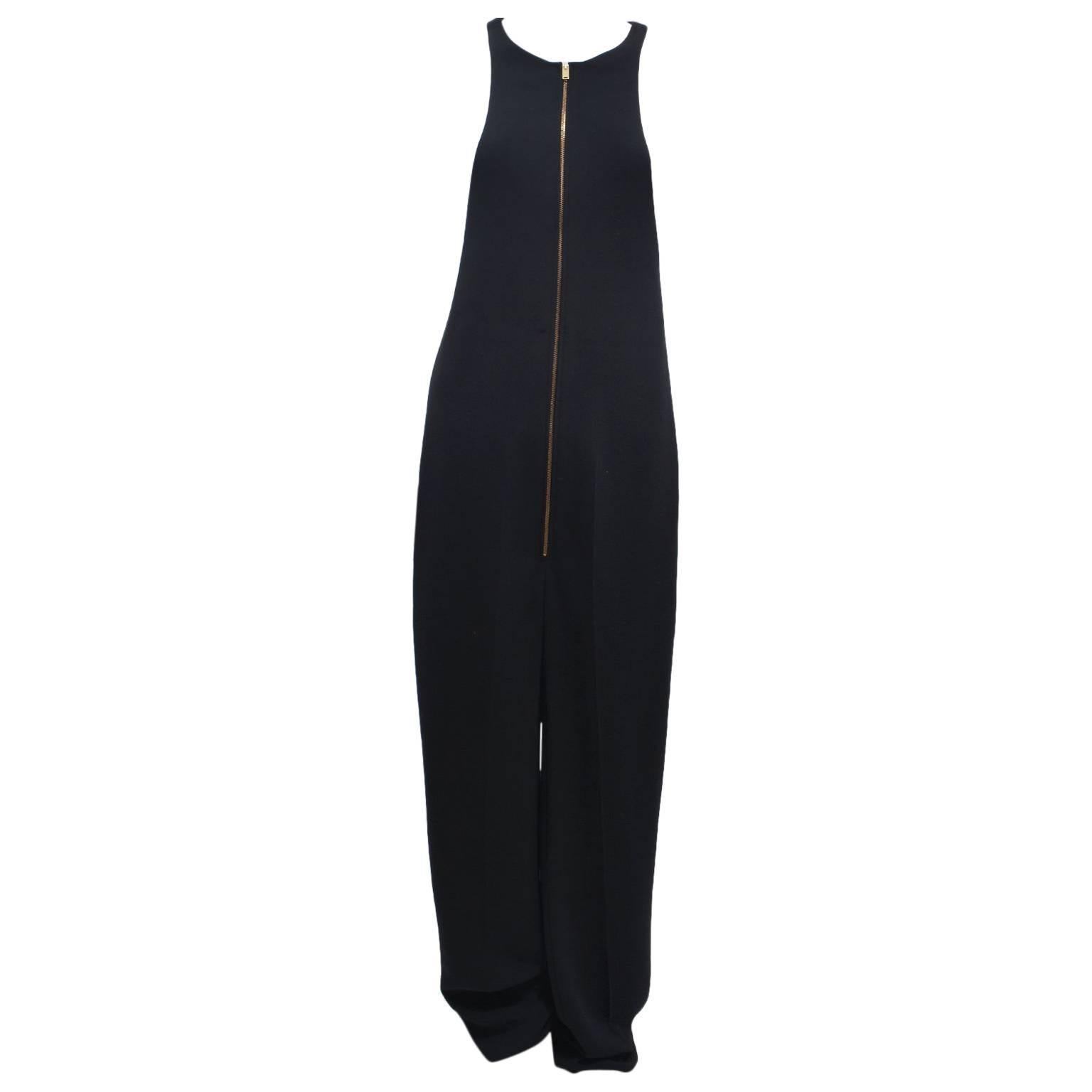 Celine Black Zip Front Sleeveless Jumpsuit  For Sale