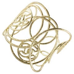 Chanel 'Cuban Collection' Gold-Plated Logo Cuff Bracelet