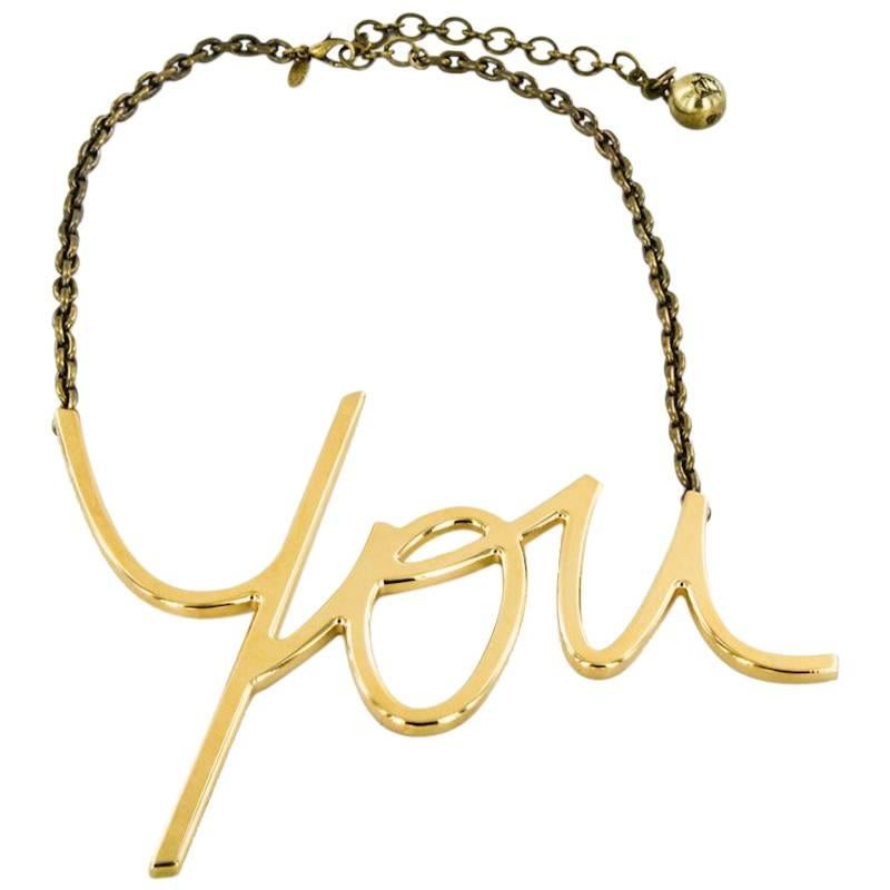 Iconic LANVIN 'YOU' Necklace in Gilded Metal with 18 Carat Gold For Sale