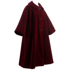 Vintage Christian Dior Haute Couture Autumn-Winter 1956 royal red silk velvet opera coat