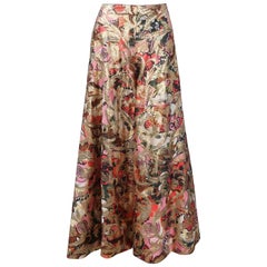 Goldfarbene Lamé- Palazzo-Hose mit Metallic-Druck, ca. 1970