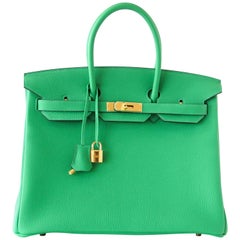 Hermes Birkin 35 Bamboo Green Togo Gold Hardware