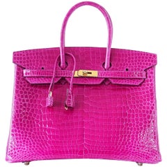 Hermes Scheherazade Porosus Crocodile Gold Hardware Birkin 35 Bag