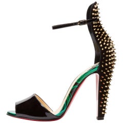 Christian Louboutin New Black Patent Gold Stud Heels W/Box