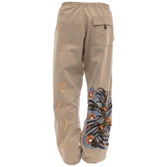 Maharishi Men's Khaki Embroidered Cotton Pants, Circa 2004