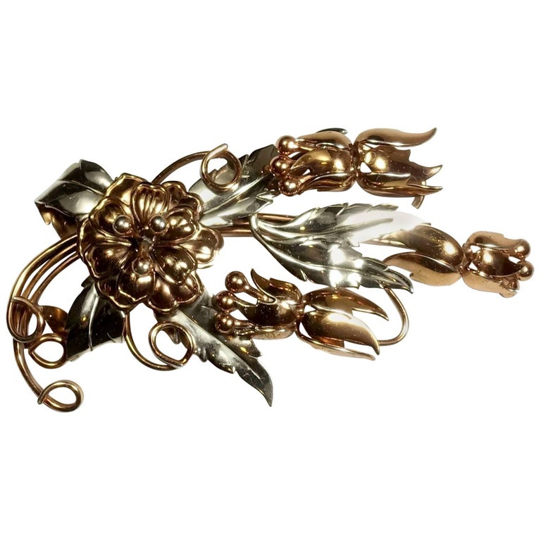 Floral Rustic Pin Vintage Huge 1940s Retro Floral Pin at 1stDibs