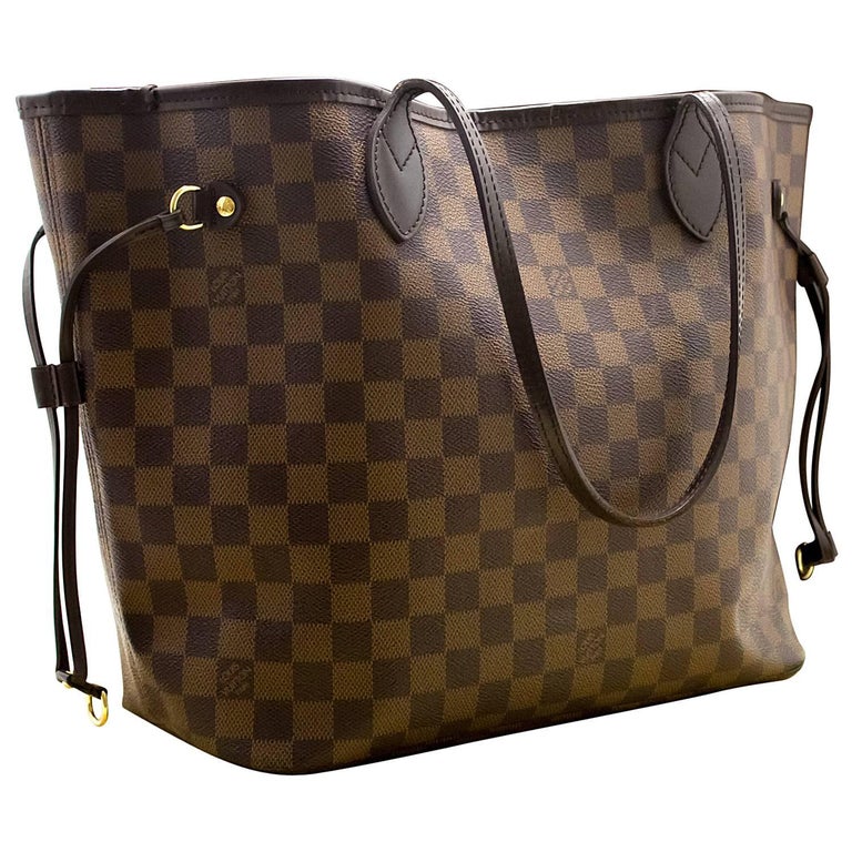 Louis Vuitton Damier Ebene Neverfull MM Shoulder Bag Canvas Box For Sale at 1stdibs