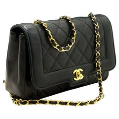 CHANEL Chain Shoulder Bag Crossbody Black Quilted Flap Lambskin