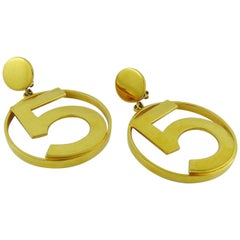 Chanel Vintage Iconic No 5 Oversized Hoop Earrings