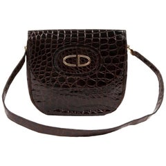 Vintage CHRISTIAN DIOR  Bag in Brown Crocodile Leather