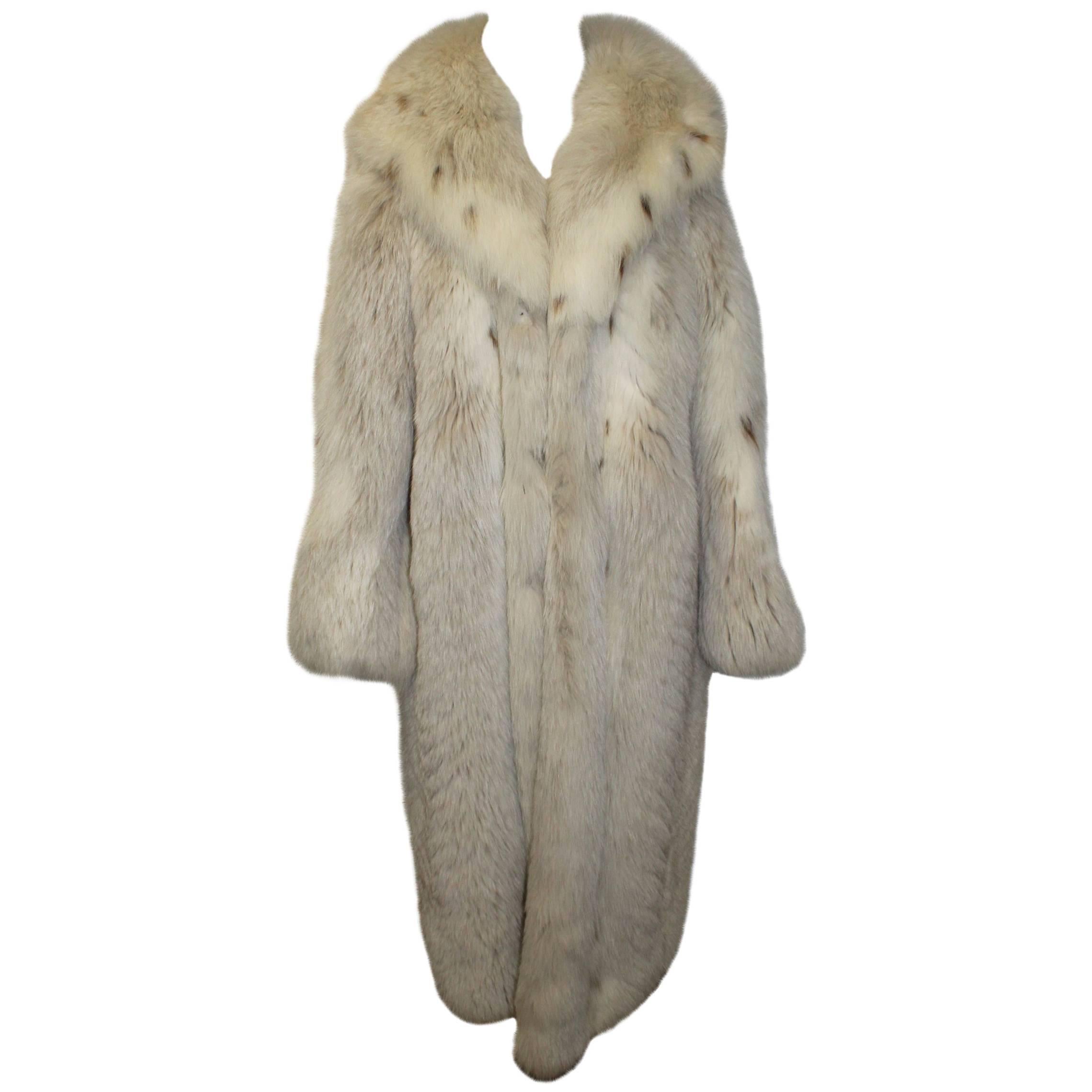 Vintae Silver Fox Long  Fur Coat 
