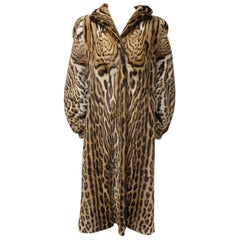 Vintage Long Ocelot Fur Coat . Size 40