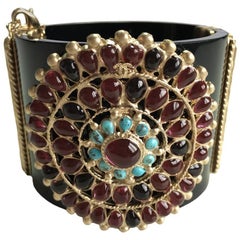 CHANEL Byzantine Cuff Bracelet in Black resin and Colored Molten Glass