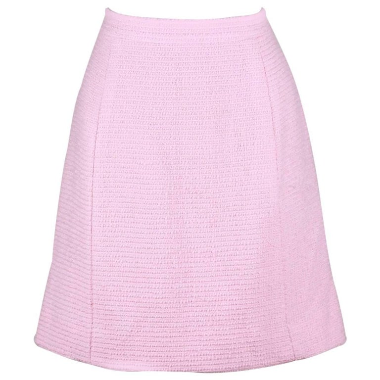 Chanel Pink Bouclé Wool A-Line Skirt, Spring / Summer 1989 at 1stDibs ...
