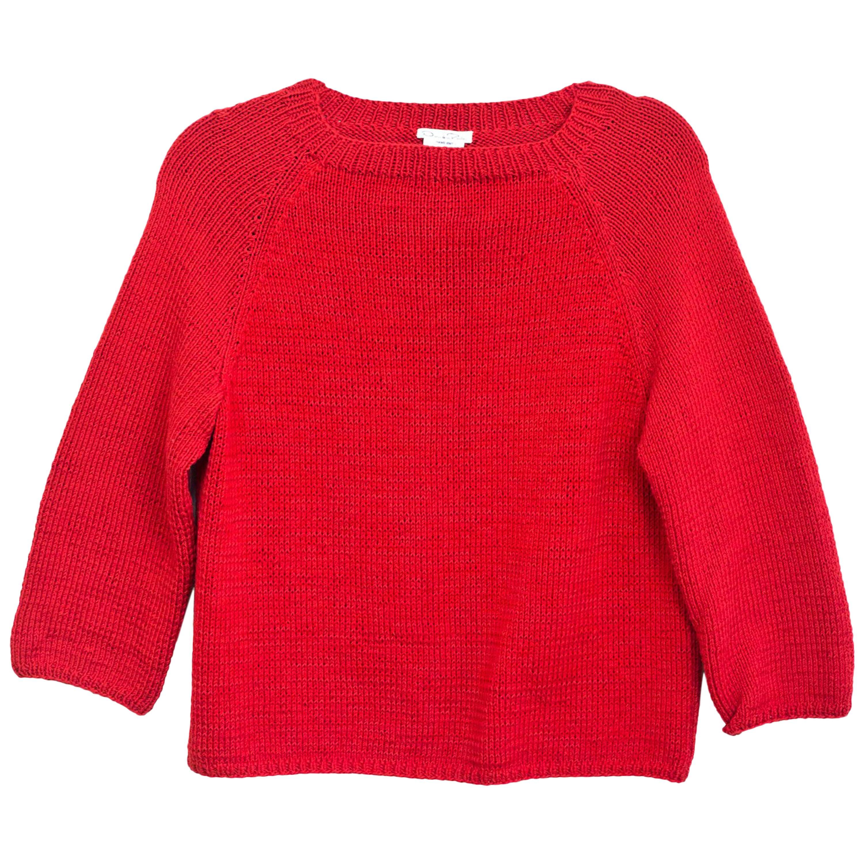 Oscar De La Renta Red Longsleeve Sweater Sz Small