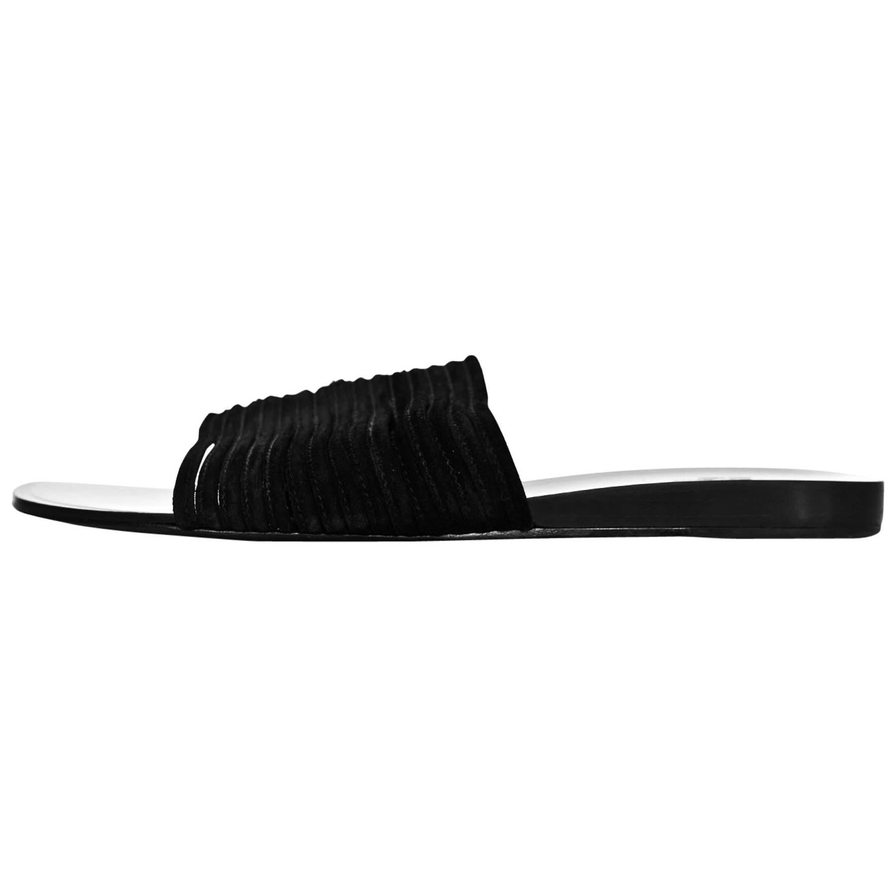 Rag & Bone Black Suede Cameron Slide Sandals Sz 39.5