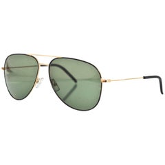 Saint Laurent Black & Gold Classic 11 Aviator Sunglasses with Case rt. $405