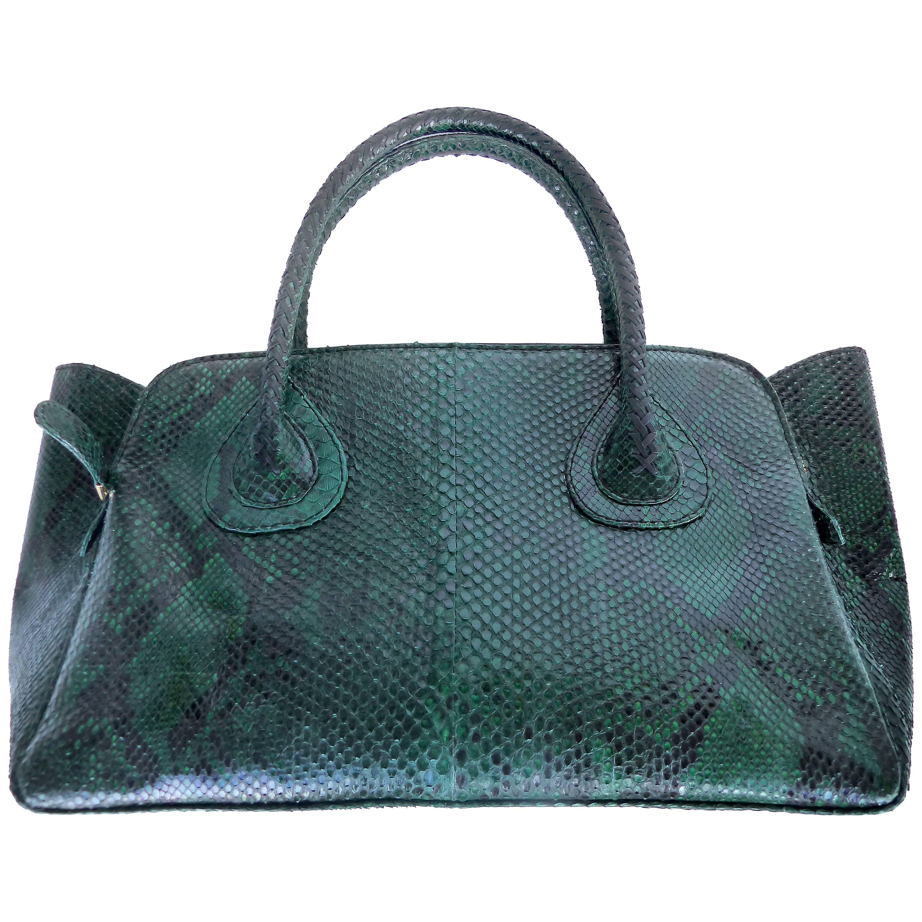 Large "It" Bag in Emerald Green Variegated Python by Glen Arthur For Sale