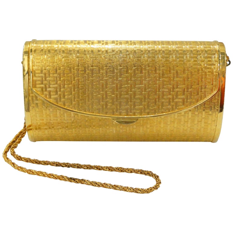 1960s Saks Fifth Avenue Gold Metal Evening Bag at 1stDibs gold metal