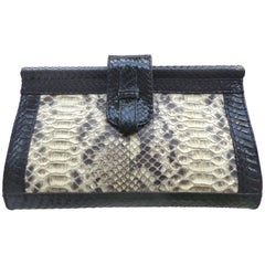 Mini "Oscar" Clutch with Cobra Panel and Black Python by Glen Arthur Designs