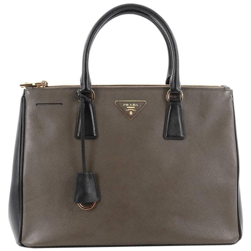 Prada Bicolor Double Zip Lux Tote Saffiano Leather Medium 