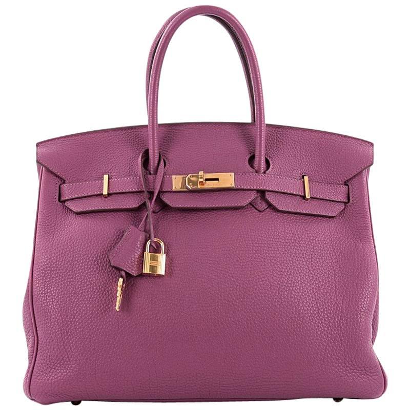 Hermes Tosca Togo Birkin Handbag 35 With Gold Hardware 