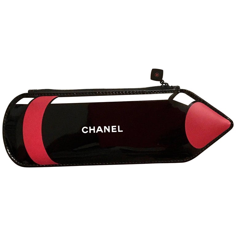 chanel red cosmetic bag