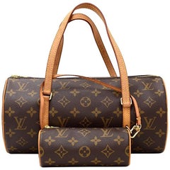 Louis Vuitton Papillon 30 Monogram Canvas Hand Bag + Pouch