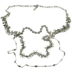 Christian Lacroix Vintage Multi Strand Silver Toned Sautoir Necklace