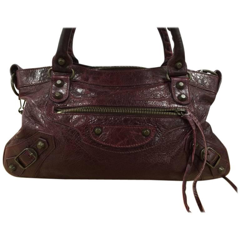 Balenciaga First Classic Studs Handbag Leather 