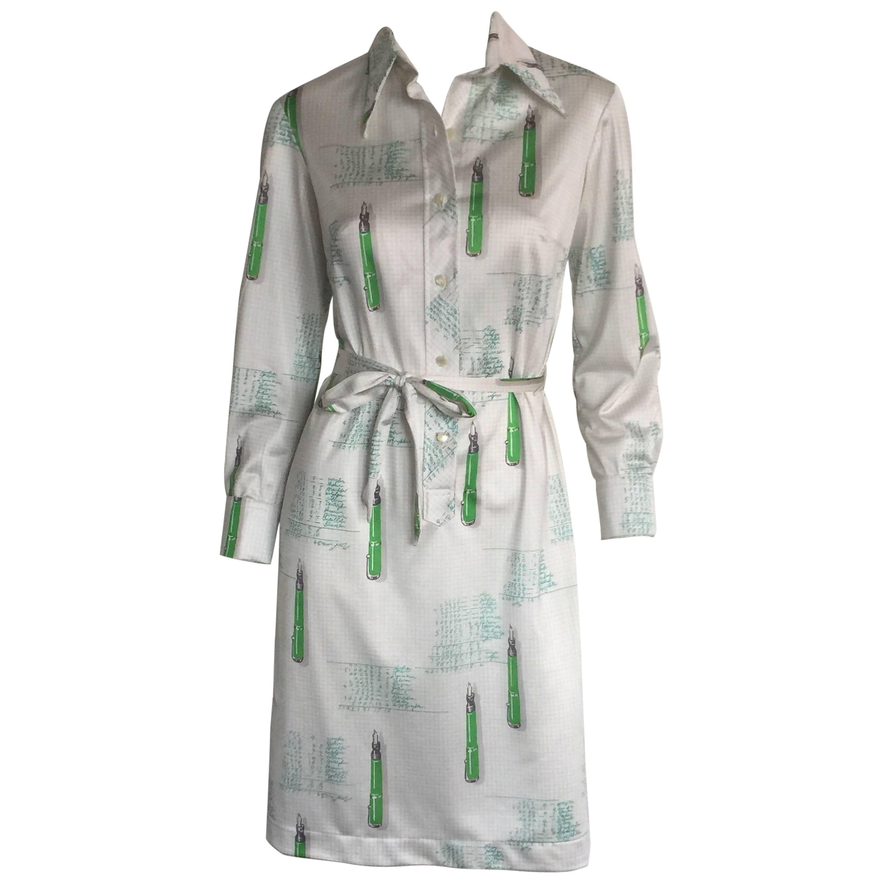 Lanvin 1970s mathematician printed dress For Sale