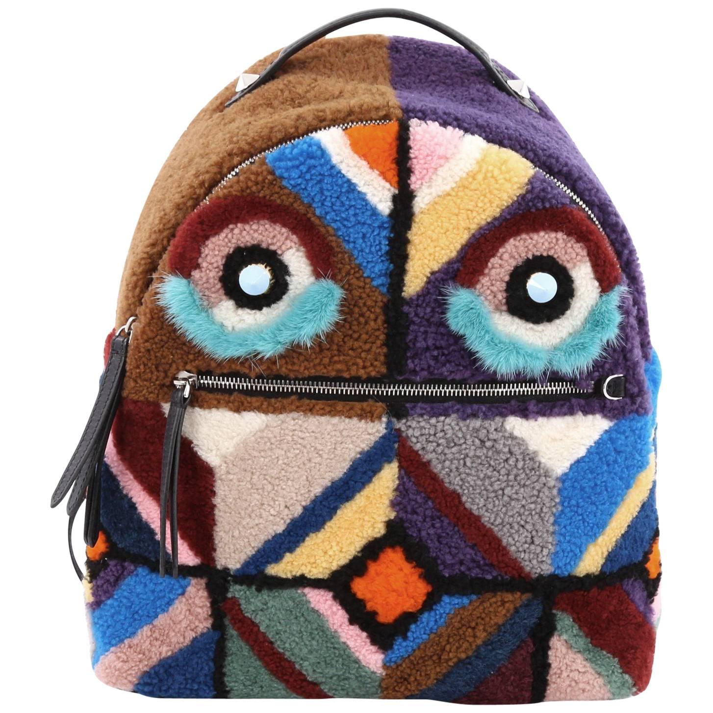 Fendi Bugs Backpack Multicolor Shearling with Fur