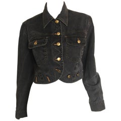 Vintage Moschino Denim peace sign button jacket