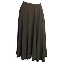 Yves Saint Laurent Olive green midi skirt