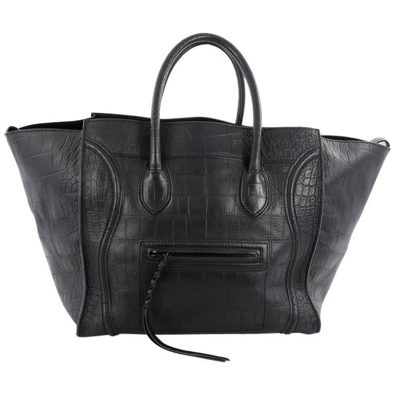 Celine Phantom Handbag Crocodile Embossed Leather Large 
