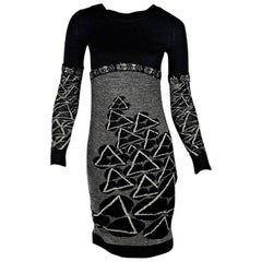 Black Chanel Wool Intarsia Sweater Dress
